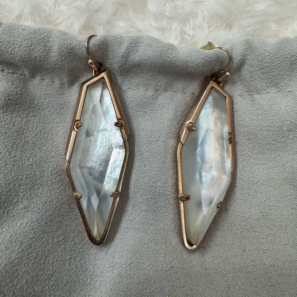 Kendra Scott Bexley Drop Dangle Earrings Rose Gold Iridescent